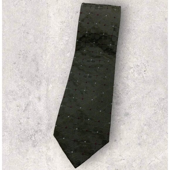 LORENZINI Silk Tie ITALY Gray Geometric W:3.7" EUC - Picture 1 of 6